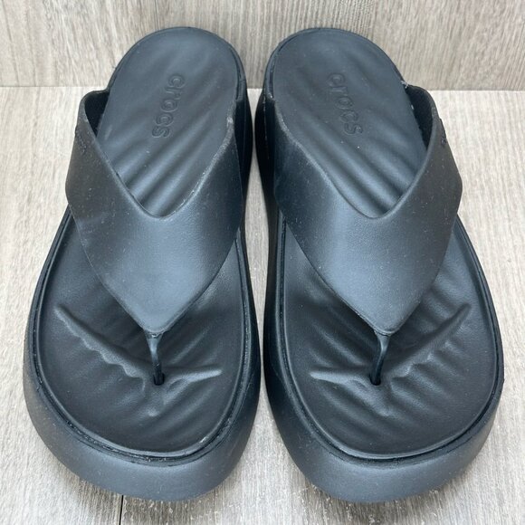 Crocs Getaway Platform Flip Flops Womens 10 Casual Comfort Sandals 209410 Black - Picture 3 of 12